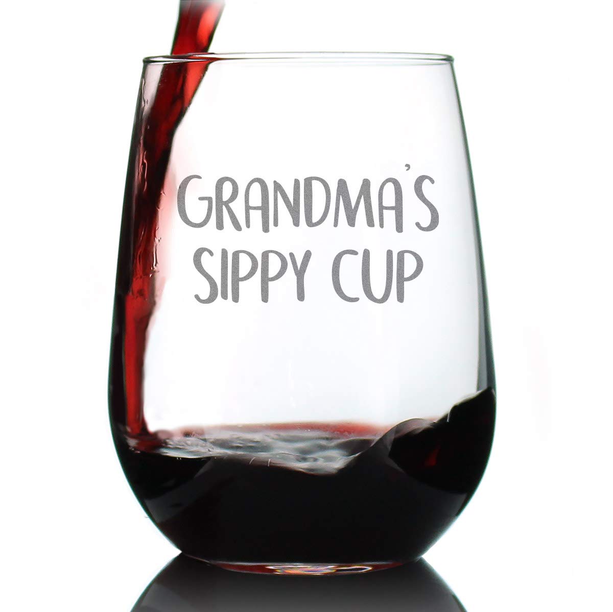 Bevvee Grandma's Sippy Cup - Stemless Wine Glass Gift for Grandmothers - Cute Bi