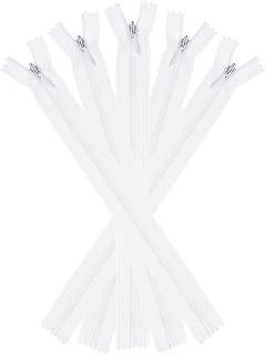 5 Pack 8 Inch Invisible Nylon Zippers for Sewing DIY Crafts Clothes Tailor White