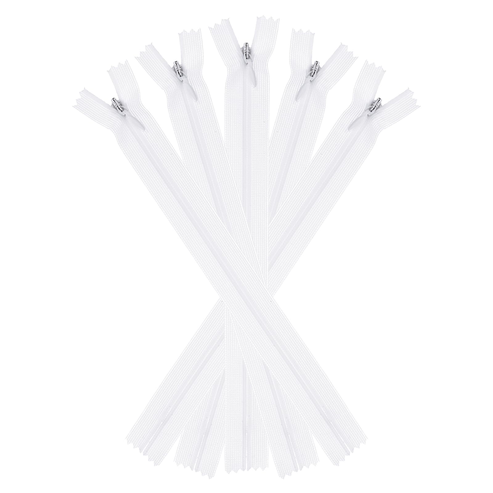 5 Pack 8 Inch Invisible Nylon Zippers for Sewing DIY Crafts Clothes Tailor White
