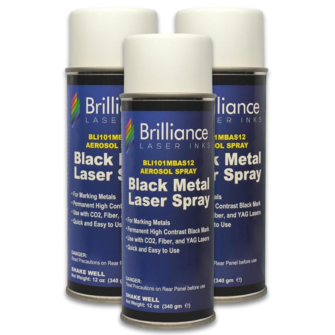 Brilliance Laser Inks Black Metal Laser Marking Spray, 12 oz Cans, 3 Pack | BLI1