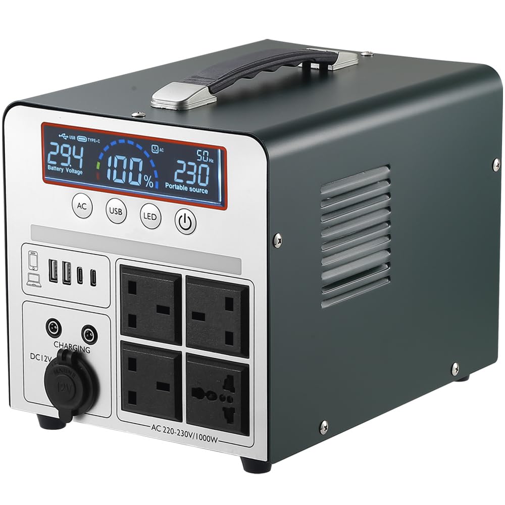 Power Station 1000W/666Wh, Portable Rechargeable Generator Inverter for Camping,