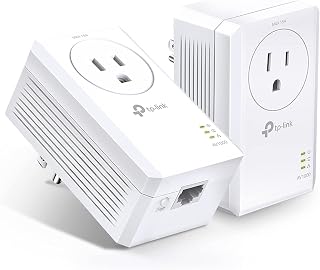 TP-Link AV1000 Powerline Ethernet Adapter Kit - Passthrough, Gigabit Port | Noise Filtering, Gigabit Port, Plug Pair & Play, Network Adapter (TL-PA7017P KIT)