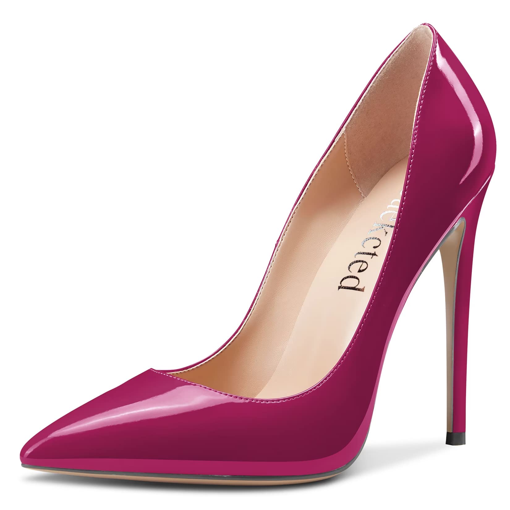 Saekcted Women's High Stiletto Heel Closed Lace Toe Cap Pumps Slip-On Wedding Of