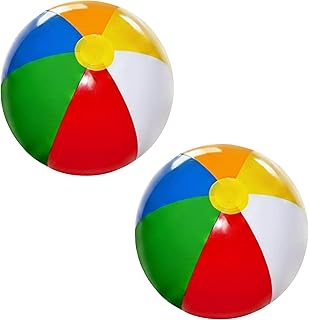 SHATCHI 2 Pcs 16 Inch Inflatable Rainbow Beach Ball, Multicolour Blow Up Pool Toy for Swimming Pool Parties, Summer Outdoor Water Games, Holiday Beach Play, Garden Fun and Pool Party Decoration