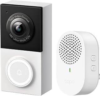 Tapo 2K Wired Smart Video Doorbell - 180 Ultra-Wide Field of View, Person/Vehicle/Package Detection, 2-Way Audio, Color Night Vision (Renewed)