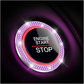 XINLIYA 2PCS Zinc Alloy Rhinestone Engine Start Button Rings, Purple | adhesive-backed mounting, 1.5 Inch outer diameter, 1.25 Inch opening, fits matching ignition controls, interior accessories