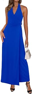 PRETTYGARDEN Halter Dresses for Women 2026 Elegant Classy Spring V Neck Tie Backless Summer Wedding Guest Cocktail Midi Dress