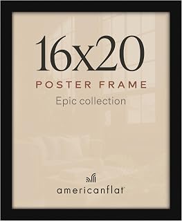 Americanflat 16x20 Poster Frame - Engineered Wood - Black | Polished plexiglass front, hangs vertical or horizontal, sawtooth hangers included, fits photos, posters and art