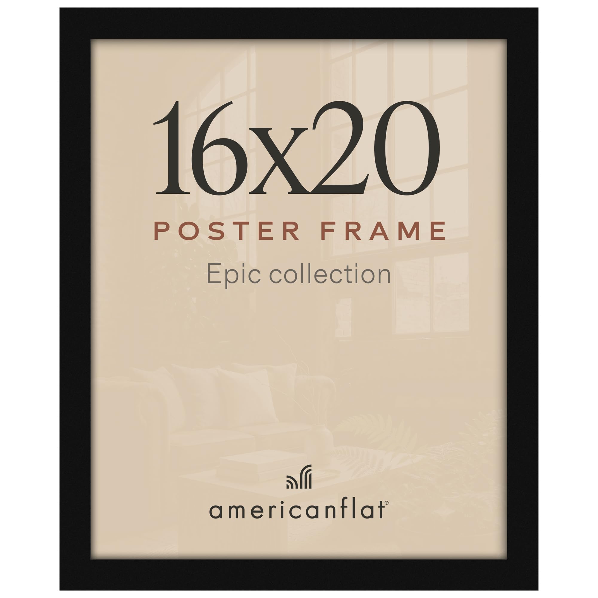 Americanflat 16x20 Poster Frame - Engineered Wood - Black | Polished plexiglass 
