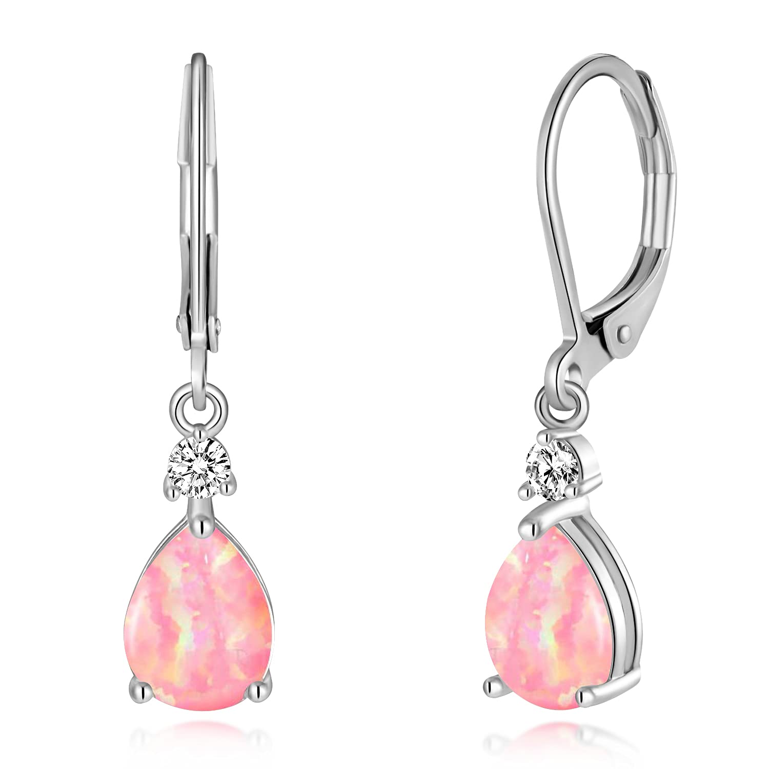 CiNily Leverback Opal Dangle Drop Earrings For Women 14K Gold Plated