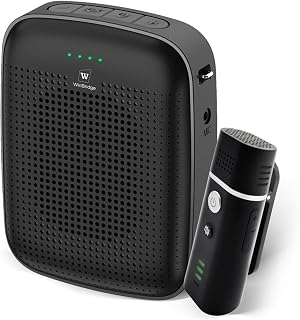 Voice Amplifier with Wireless Lapel Microphone for Teachers | 15W Portable Mini Bluetooth PA System and Clip-on Lavalier Mic for Classroom, Yoga, Tour Guide & Public Speaking - A006