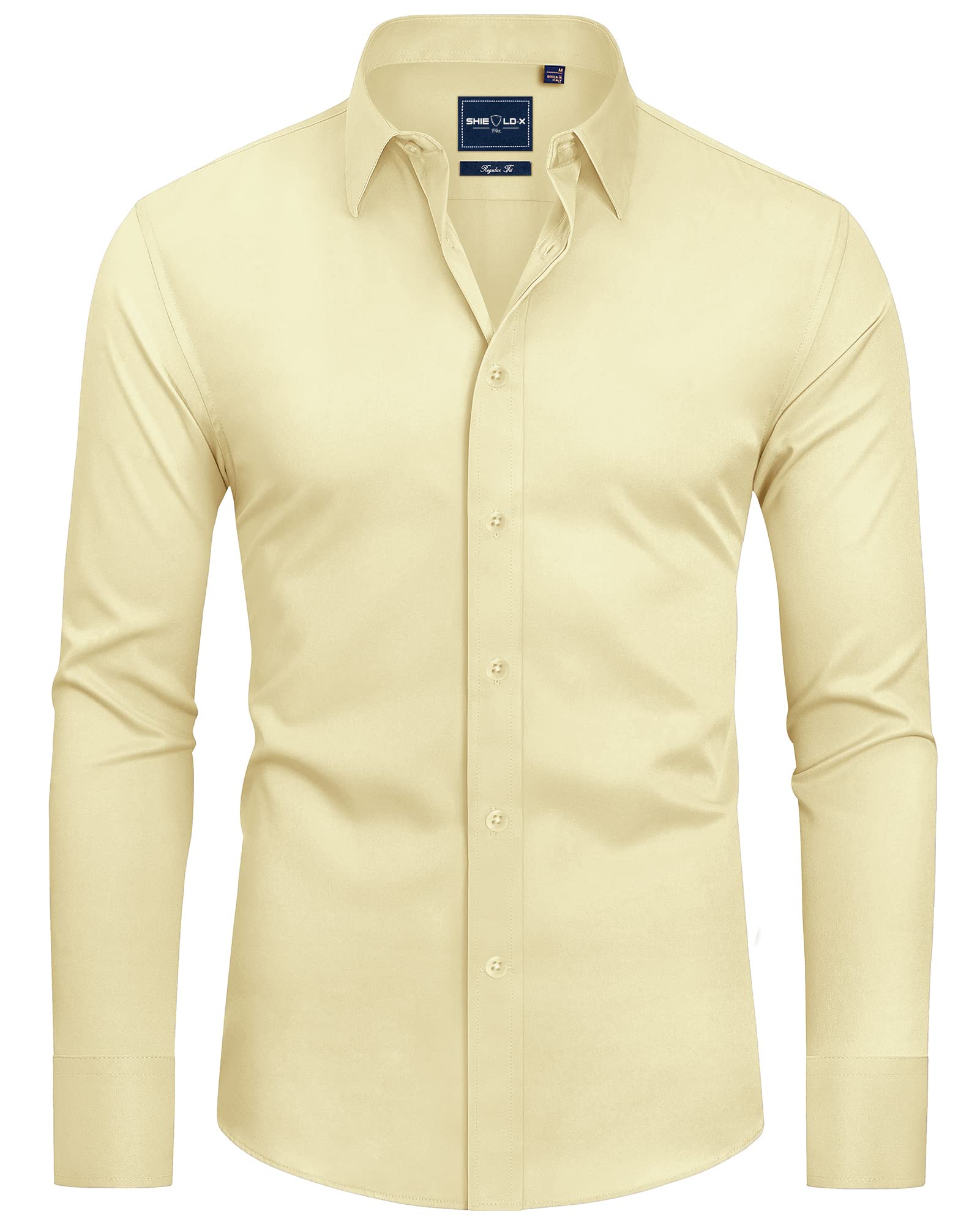 Alimens & Gentle Men's Slim Fit Button Down Shirts Long Sleeve Stretch Wrinkle-F