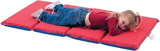 Children's Factory Angels 2 Inch Thick Toddler Nap Mat, Red and Blue, 4 Section Waterproof, for Preschools and Daycares