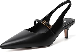 Mostrin Kitten Heels for Women with Closed Toe Back Strap Pumps for Women Wedding Party Commuter