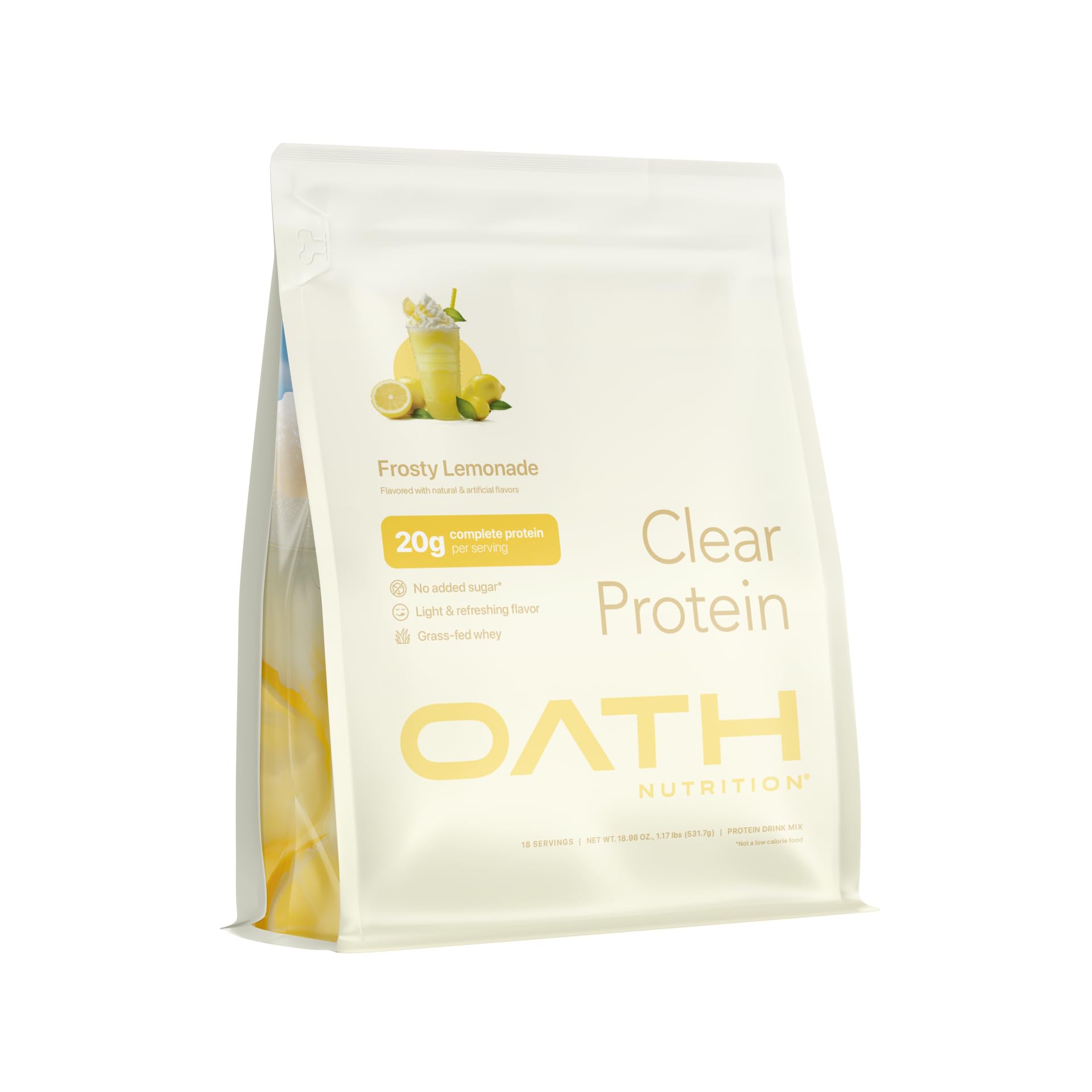 Oath Nutrition Clear Whey Isolate Protein Powder, Frosty Lemonade, 20g Complete 