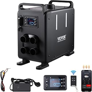 VEVOR 8KW Diesel Air Heater, 12V/24V All in One, Bluetooth APP Control, Remote Control and Display Screen, CO Alarm, Fast Heating Vertical Portable for Vehicles, Garage