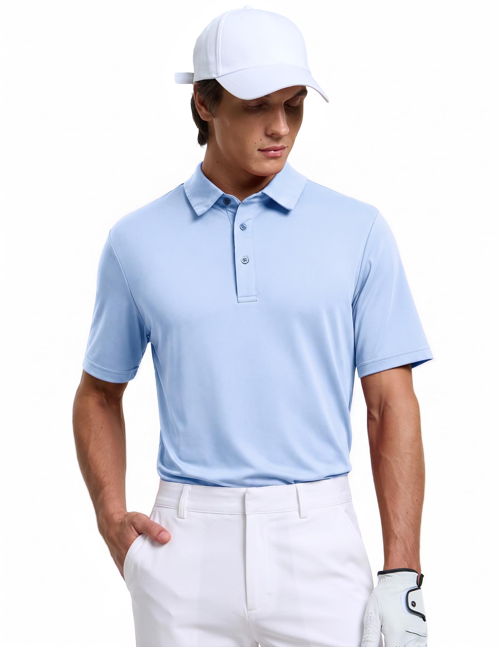MIER Mens Golf Polo Shirt Short Sleeve Sun Protection Outdoor Sports Quick Dry