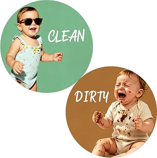 Clean Dirty Magnet for Dishwasher, Circular (Green/Brown)
