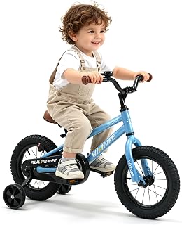 WinHope Kids Bike with Training Wheels, 12 14 16 18 Inch for Boys Girls 2-9 | Pedal Cycle with Coaster Brake Water Bottle Easy Control for Toddler Beginner Park Backyard Riding