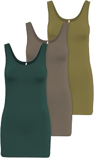 ONLY Pack of 3 Women's Basic Tank Tops in White, Black, Grey, Blue, Cream Women's Long T-Shirt Summer Tops 15201465