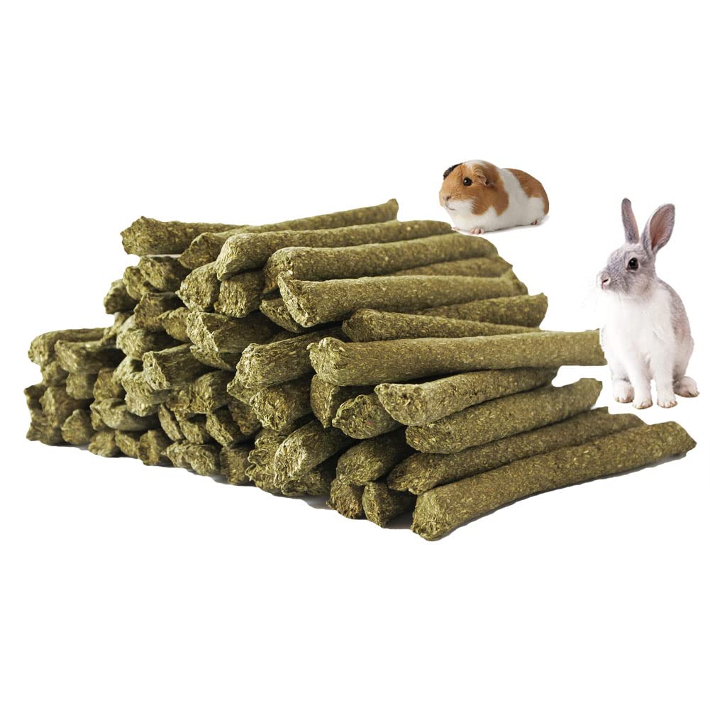 LISSION Timothy Hay Sticks, 100 PCS Molar Sticks, Natural Timothy Grass Chew Toy