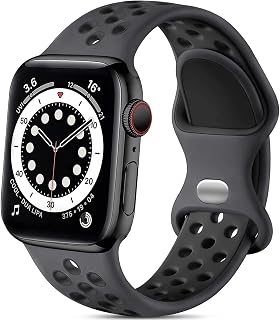 Lerobo Sport Band for Apple Watch Bands 44mm 45mm 46mm 42mm 49mm Men Women | Soft Silicone Breathable Waterproof Strap for iWatch Series 12 11 10 9 8 7 6 5 Ultra 4 SE 3 2 1, Gym Workout Wrist Band Black