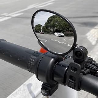 Rearview Mirror for Bicycle Motorcycle Handlebar Mount 360 Rotation Adjustable Bike Wide Angle Modified Convex Mirror Reflector (Oval-1Pcs)