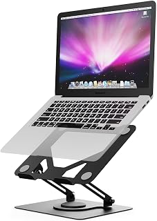 GRIFEMA Laptop Stand for Desk, 360 Swivel Adjustable Height Laptop Stand | Portable Foldable Laptop Holder, Ventilated Ergonomic Laptop Riser for MacBook Air/Pro, Dell, and 11-16" Laptops, Black