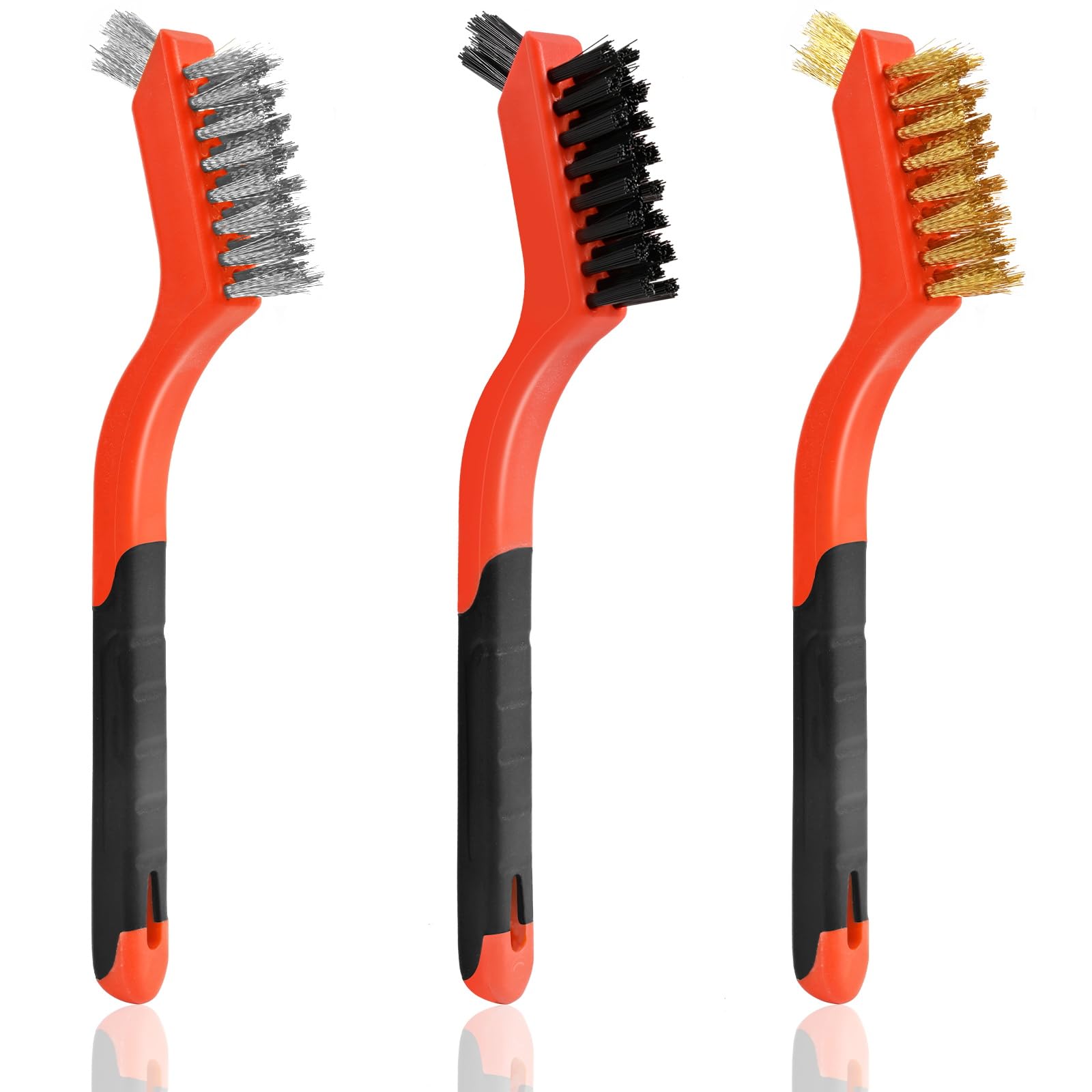 3PCS Wire Brushes for Cleaning Rust, Nylon, Brass & StainlessSteel Bristles | Up