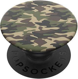 PopSockets PopGrip Extendable Base and Grip for Smartphones and Tablets with a Interchangeable Top - Woodland Camo