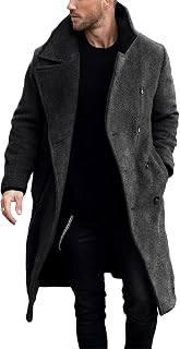 Mens Double Breasted Trench Coat Business Casual Winter Overcoats