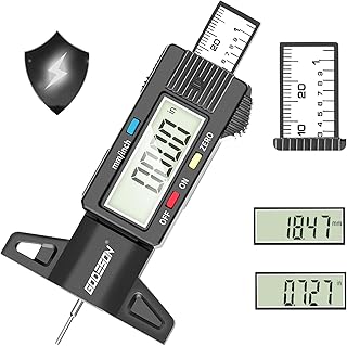GODESON Digital Tyre Tread Depth Gauge UK,0-25.4 Mm Inch Tyres Gauge Power Saving Mode with Large LCD Display and Tire Measuring Tool for Cars,Trucks,Moto
