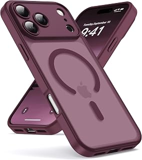 Oududianzi-Case for iPhone 18 Pro / 17 Pro Magsafe Case, Bordeaux | Translucent Back PC Silicone TPU Bumper, Camera Protection, Military Shockproof Anti-fingerprint Cover