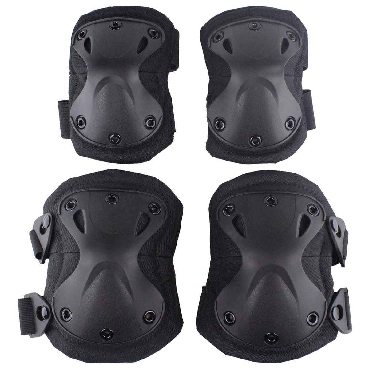 Tactical Combat Knee & Elbow Protective Pads Set for Outdoor CS Paintball Game C