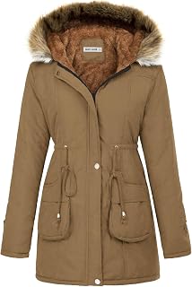 GRACE KARIN Women Winter Fleece Parka Anoraks Hooded Military Jacket