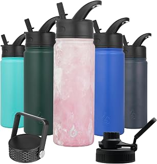 BJPKPK 22oz Insulated Water Bottle with Straw Lid, Stainless Steel Bottle