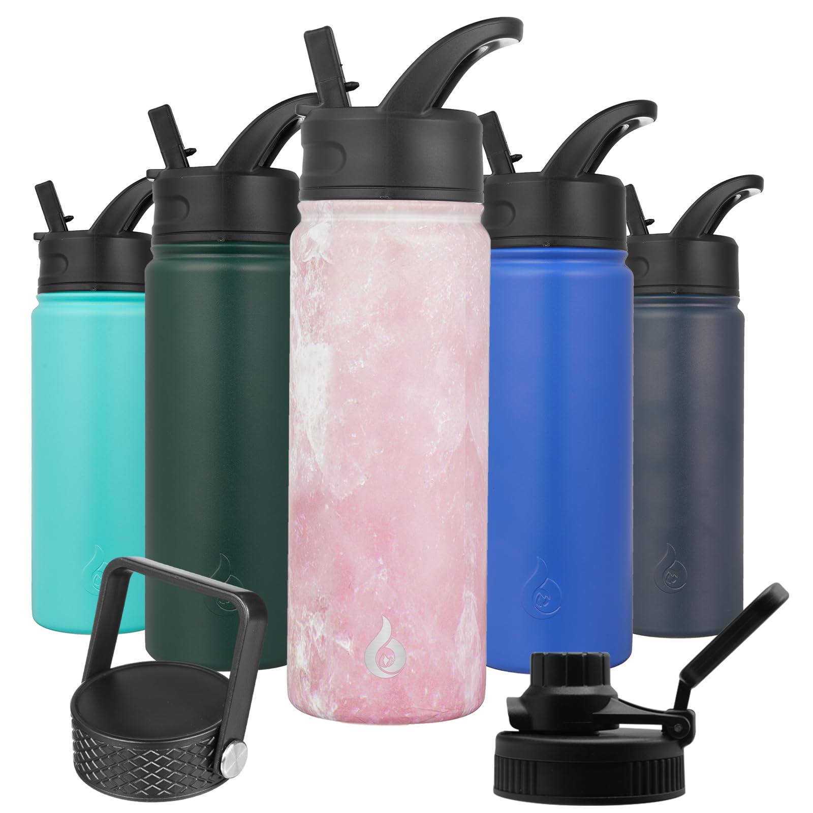 BJPKPK 22oz Insulated Water Bottle with Straw Lid, Stainless Steel Bottle