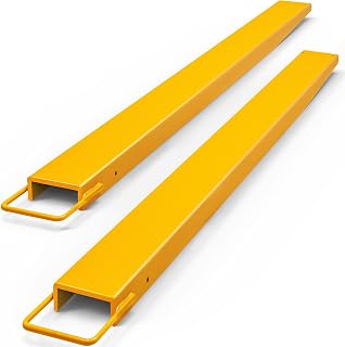 YITAMOTOR 84"x4.5" Forklift Extensions, Heavy Duty Fork Extender Reach | 1 Pair Pallet Fork Extension for Forklift Truck, 84 Inch Length & 4.5 Inch Width, Retaining Strap Design, Yellow