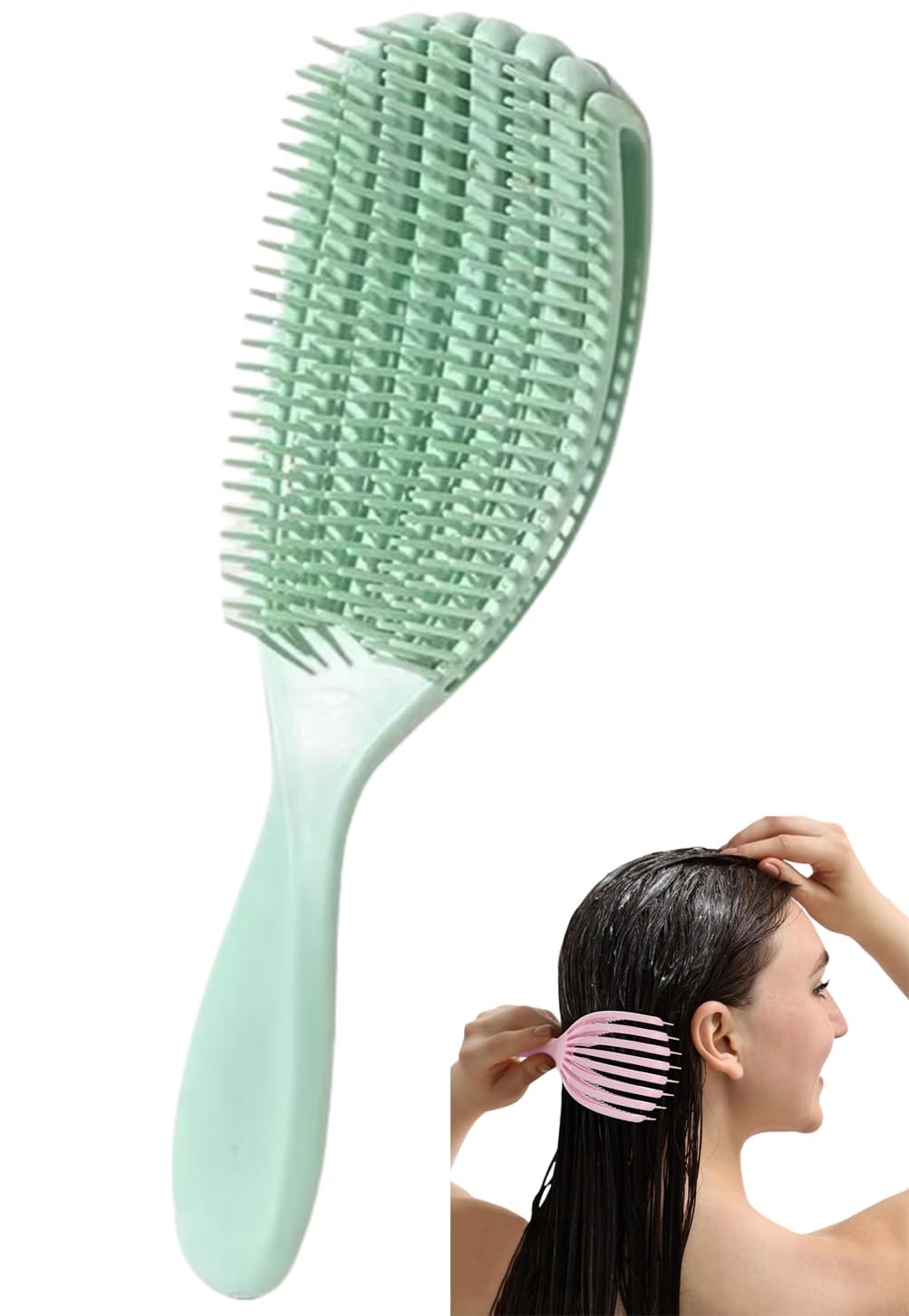 Curved Bent Hair Brush, Wet & Dry Tangle Free Curling Comb, Professional Scalp M
