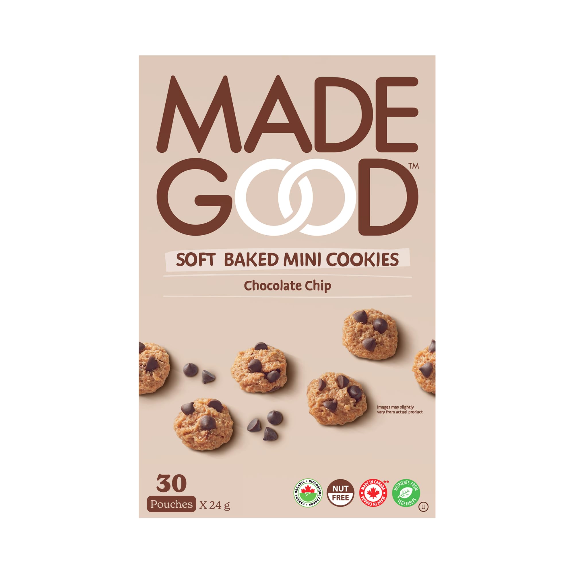 MadeGood Soft Baked Mini Chocolate Chip Cookies, 30-Pack Gluten Free | Safe for 