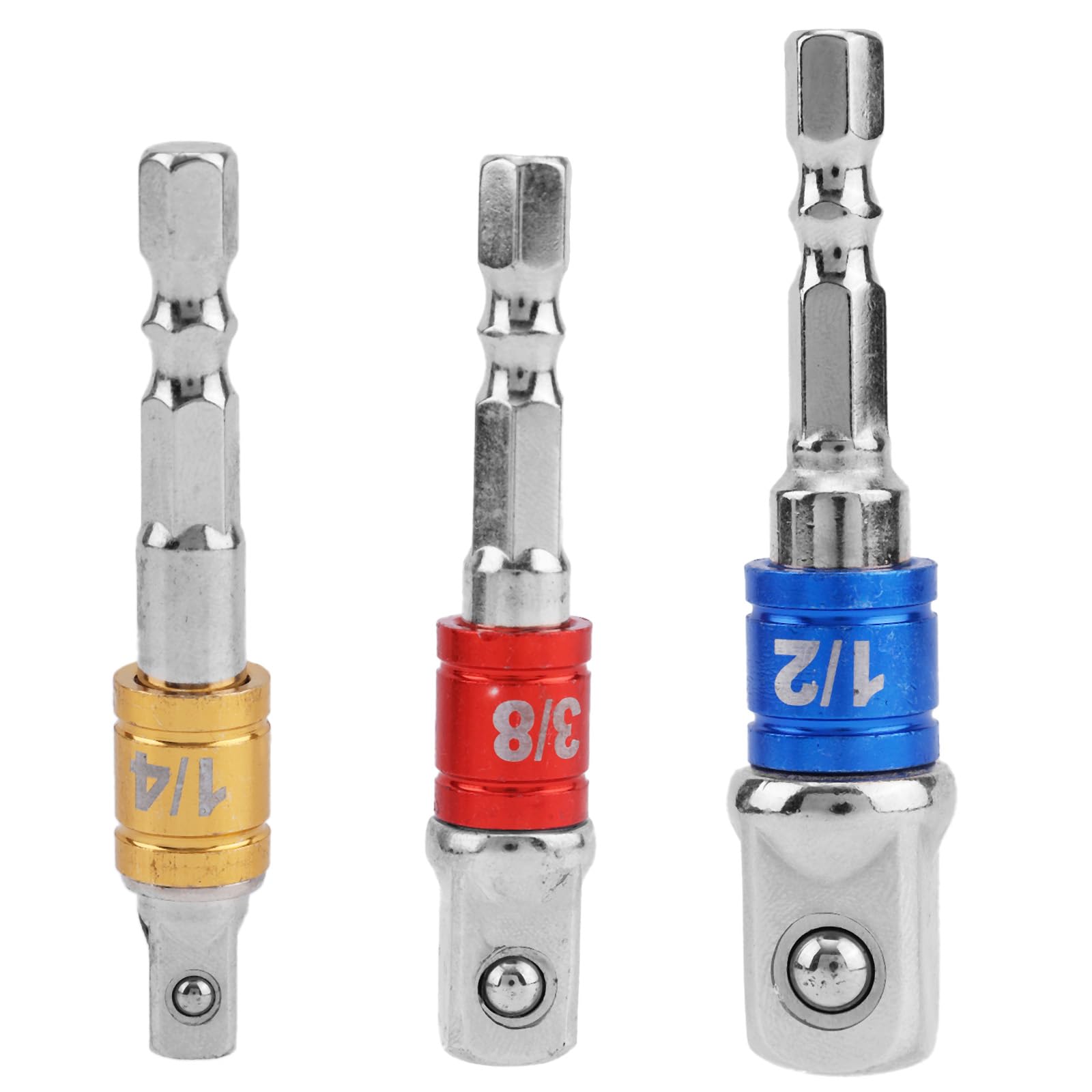 Impact Driver Socket Adapter Set 1/4" 3/8" 1/2" Hex Shank Drill Bit Adapter for 