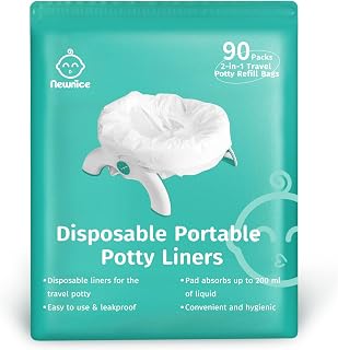 [90 Count]Newnice Disposable Potty Liners for OXO Tot 2-in-1 Go Potty | 200ML Absorbent Pads, Leak-Proof Travel Refill Potty Bags for Toddler Training, Fits Most Potty Chairs