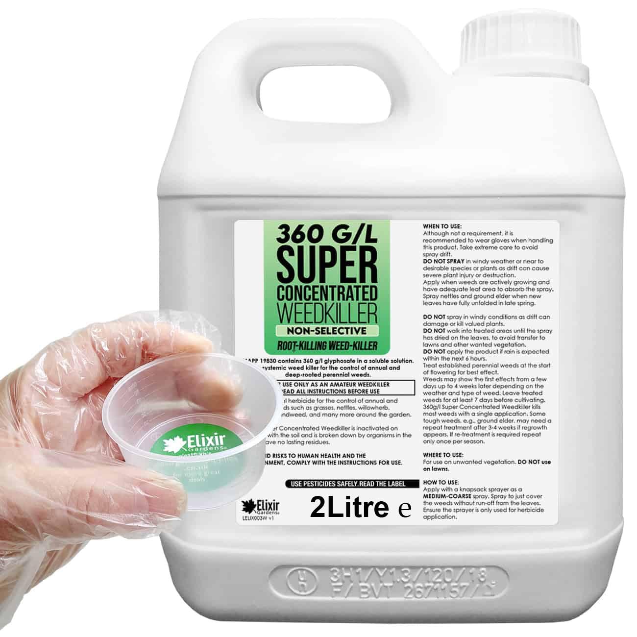 Elixir Gardens 360 g/l Glyphosate Commercial Industrial Strength Weed Killer | T