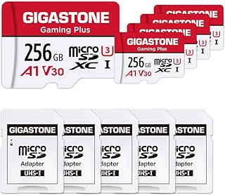 Gigastone 256GB 5-Pack Micro SD Card, Gaming Plus, Nintendo-Switch Compatible, R/W 100/60MB/s, 4K Video Recording, Micro SDXC UHS-I A1 U3 Class 10, with Adapters