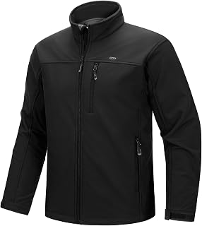 33,000ft Mens Waterproof Jackets Fleece Lining Softshell Jackets mens Outdoor Windproof Work Hiking Jackets for Men with Zip Pocket