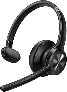 TECKNET Wireless Headset with Microphone - V5.2 Bluetooth Trucker Headset with Noise Cancelling Microphone and Mute Button, 60H Working Time, On-Ear Bluetooth Headphones for Call Center/Office/Drivers