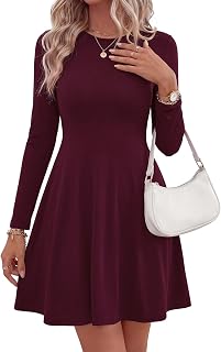 PRETTYGARDEN Mini abito da donna autunno 2026 girocollo manica lunga cravatta indietro vita una linea abiti casual fluidi abiti moda