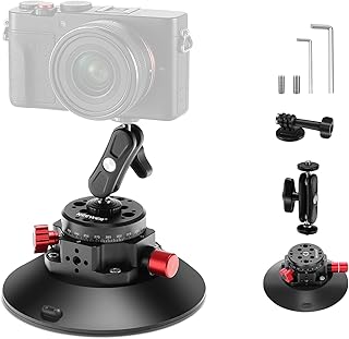 NEEWER 6"/15.2cm Camera Suction Cup Mount with Ball Head Magic Arm, Metal | Car Windshield/Dash Suction Cup Mount for Camera/Action Cam/Phone Holder, 1/4" & 3/8" Mounting Holes for ARRI