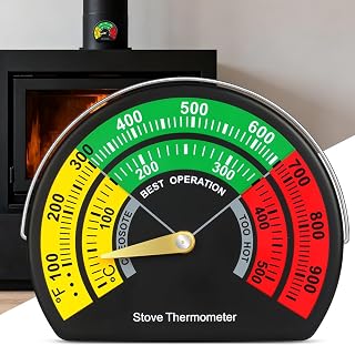 NUTKIT Magnetic Stove Thermometer with Semicircle Metal Thermometer Dial | Log Burner Thermometer, Log Burner Accessories to Monitor Optimal Burn Temperature for wood log chimney oven firepalce