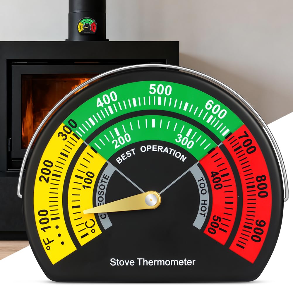 NUTKIT Magnetic Stove Thermometer with Semicircle Metal Thermometer Dial | Log B